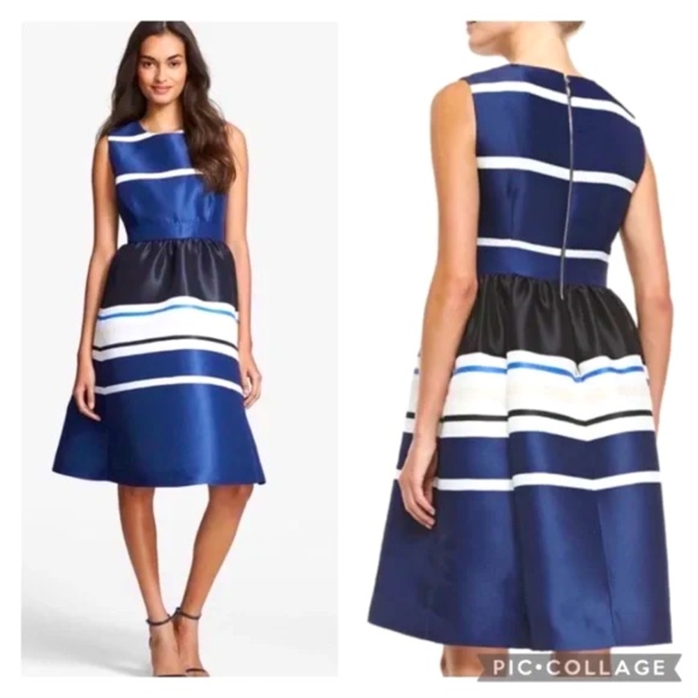 NWT Kate Spade Holiday Stripe Dress in Rich Navy sz 4 $498 Gorgeous Sheen